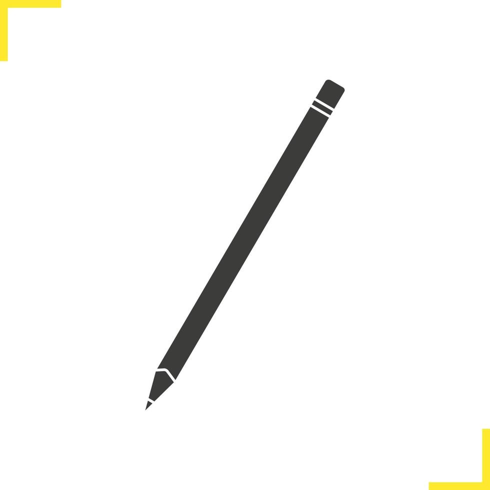 Pencil with eraser glyph illustration. Silhouette symbol. Negative space. Vector isolated icon