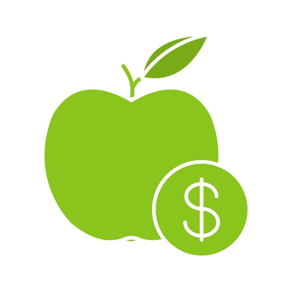 icono de color de precio de fruta. manzana con signo de dólar. ilustración vectorial aislada vector