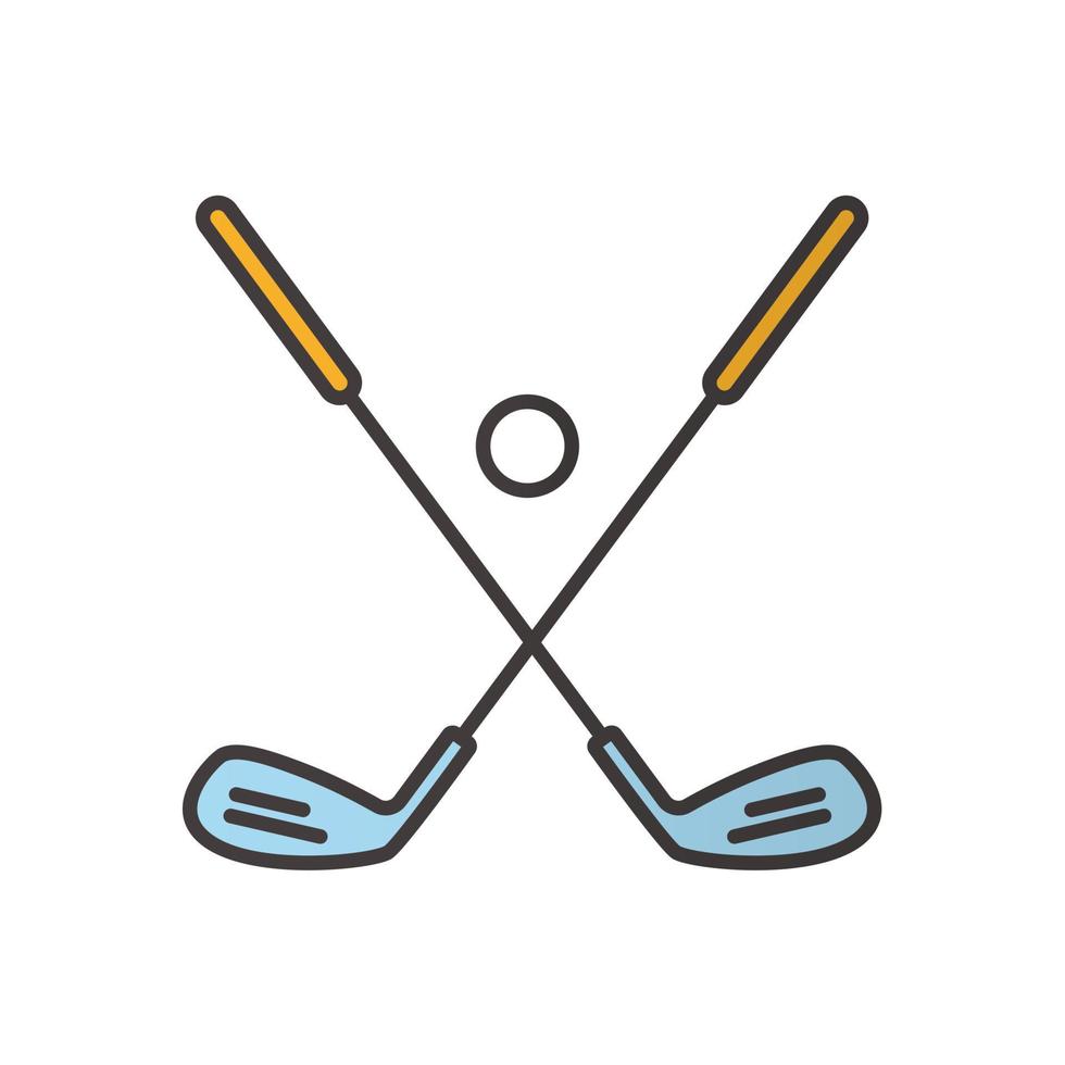 icono de color de pelota y palos de golf. equipo de golf. ilustración vectorial aislada vector