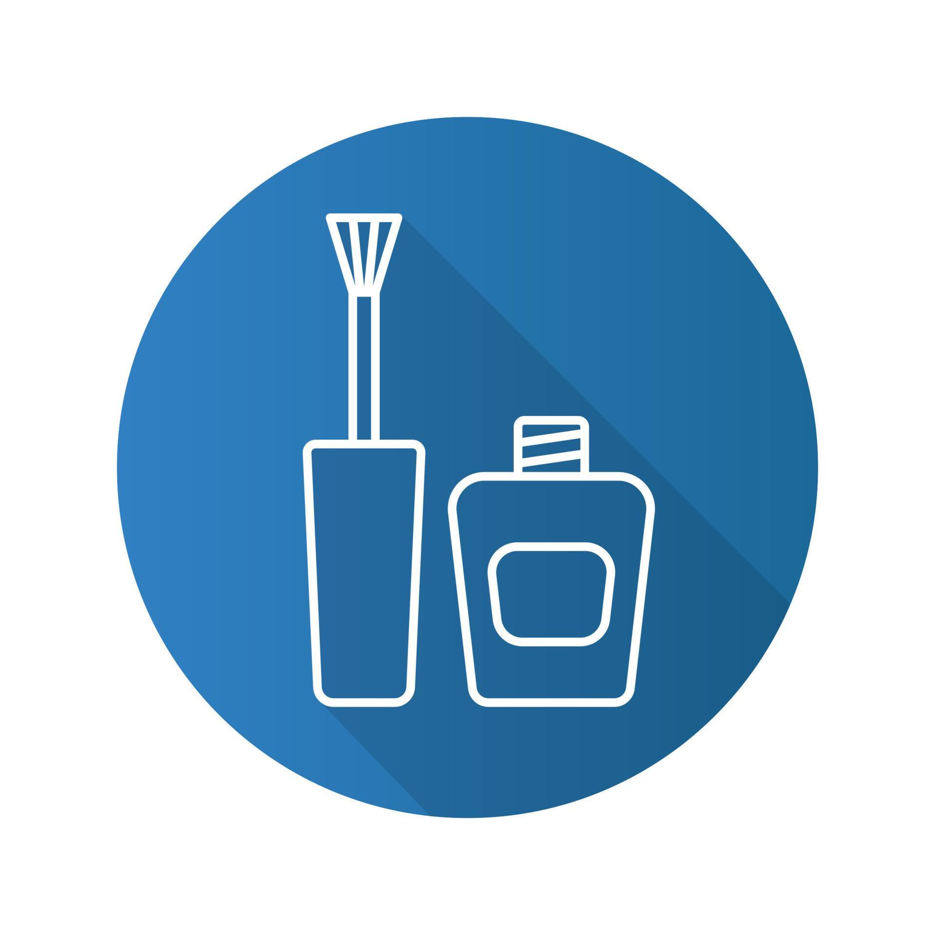 Nail polish flat linear long shadow icon. Nail varnish bottle with