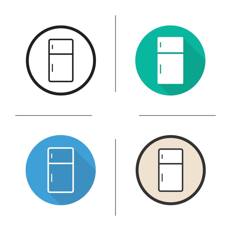 Fridge icon. Flat design, linear and color styles. Refrigerator. Isolated vector illustrations