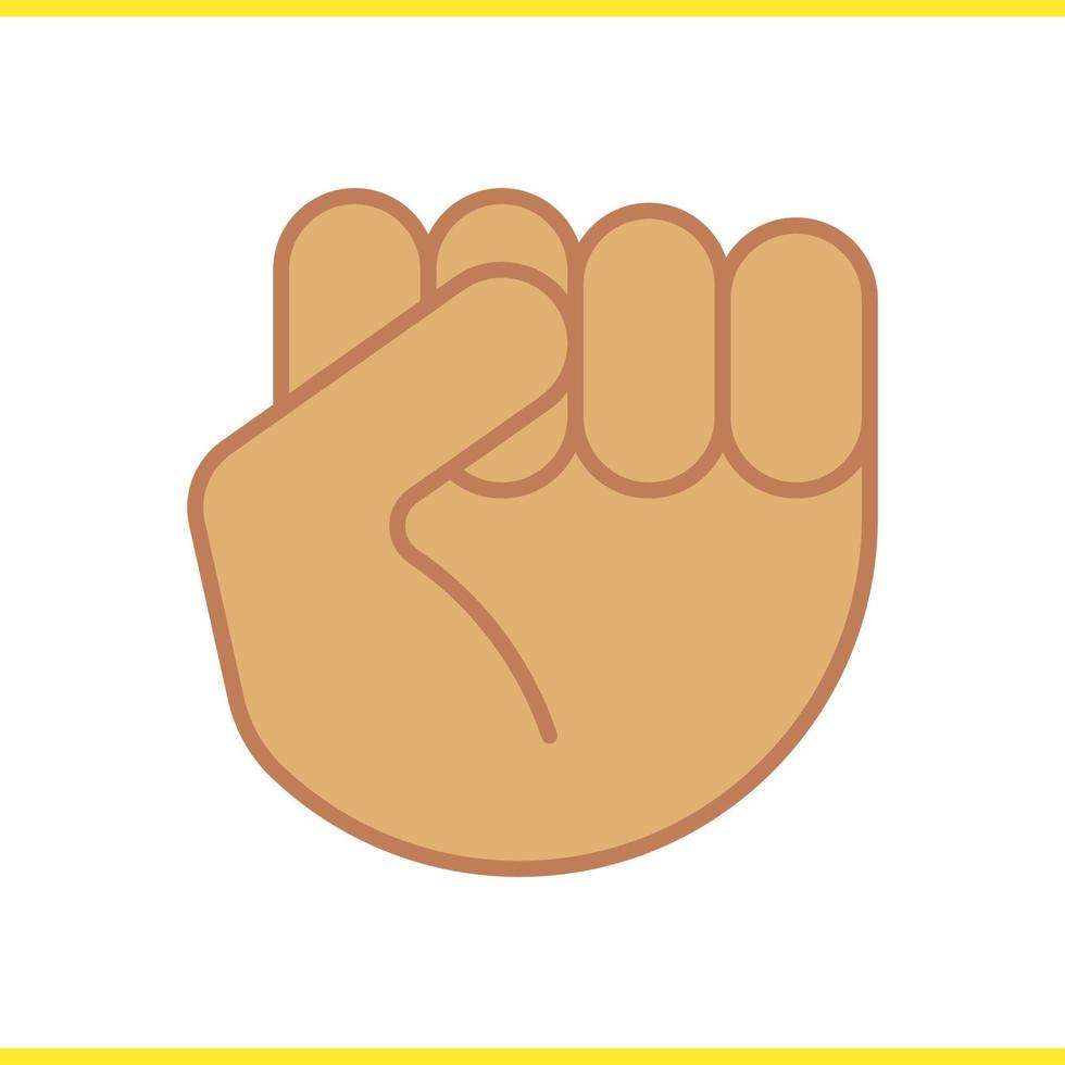Squeezed fist color icon. Clenched hand gesture. Isolated vector illustration