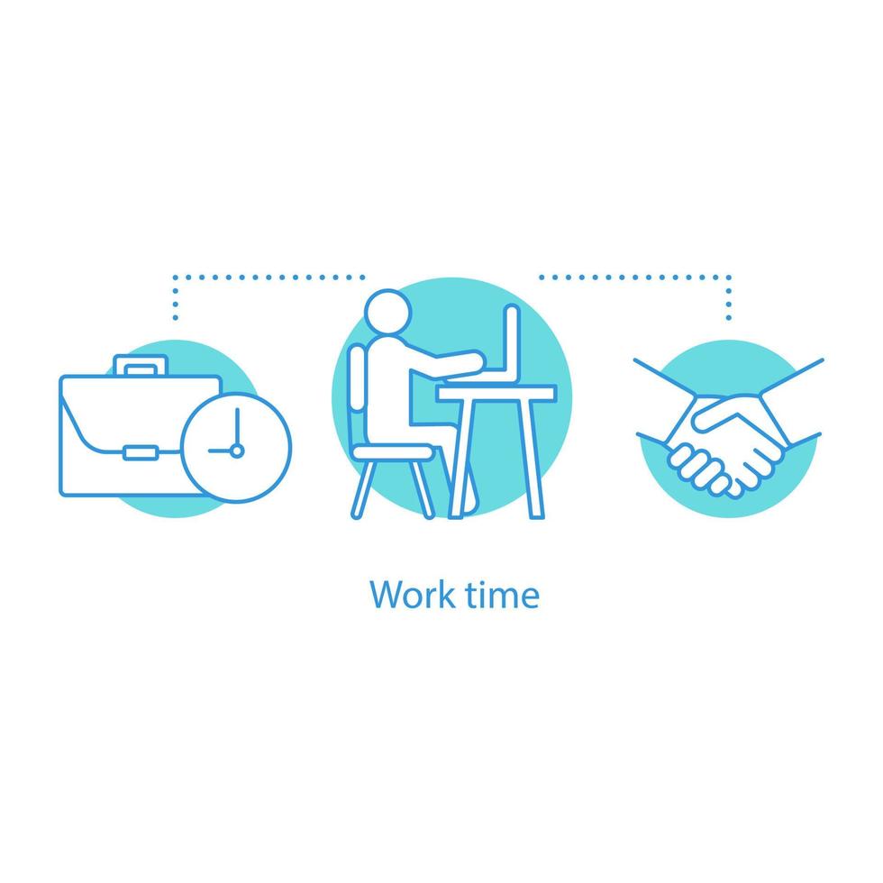 Working time concept icon. Businessman idea thin line illustration. Freelancer. Office worker. Vector isolated outline drawing