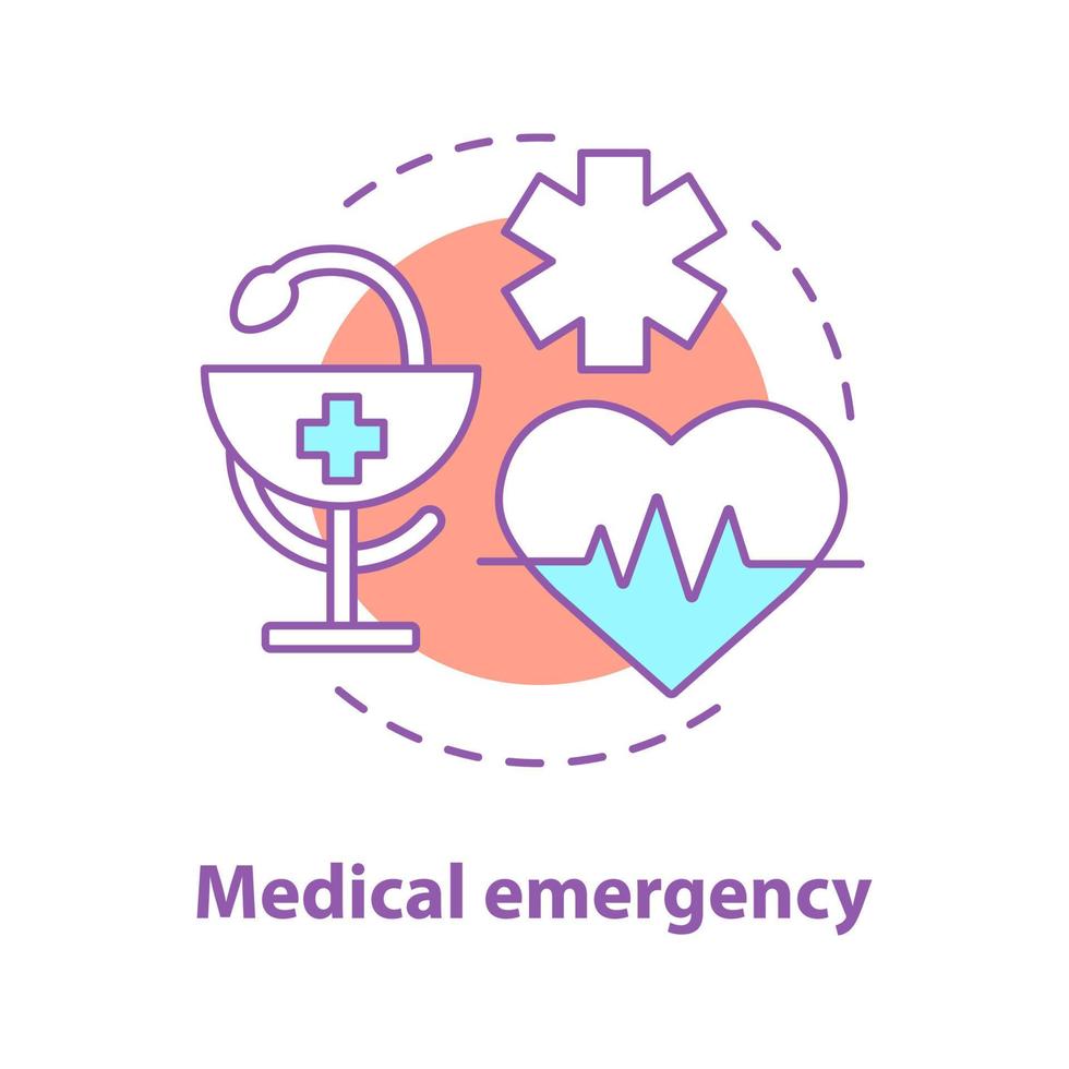 icono del concepto de medicina. Ilustración de línea fina de idea de emergencia médica. cuidado de la salud. dibujo de contorno aislado vectorial vector