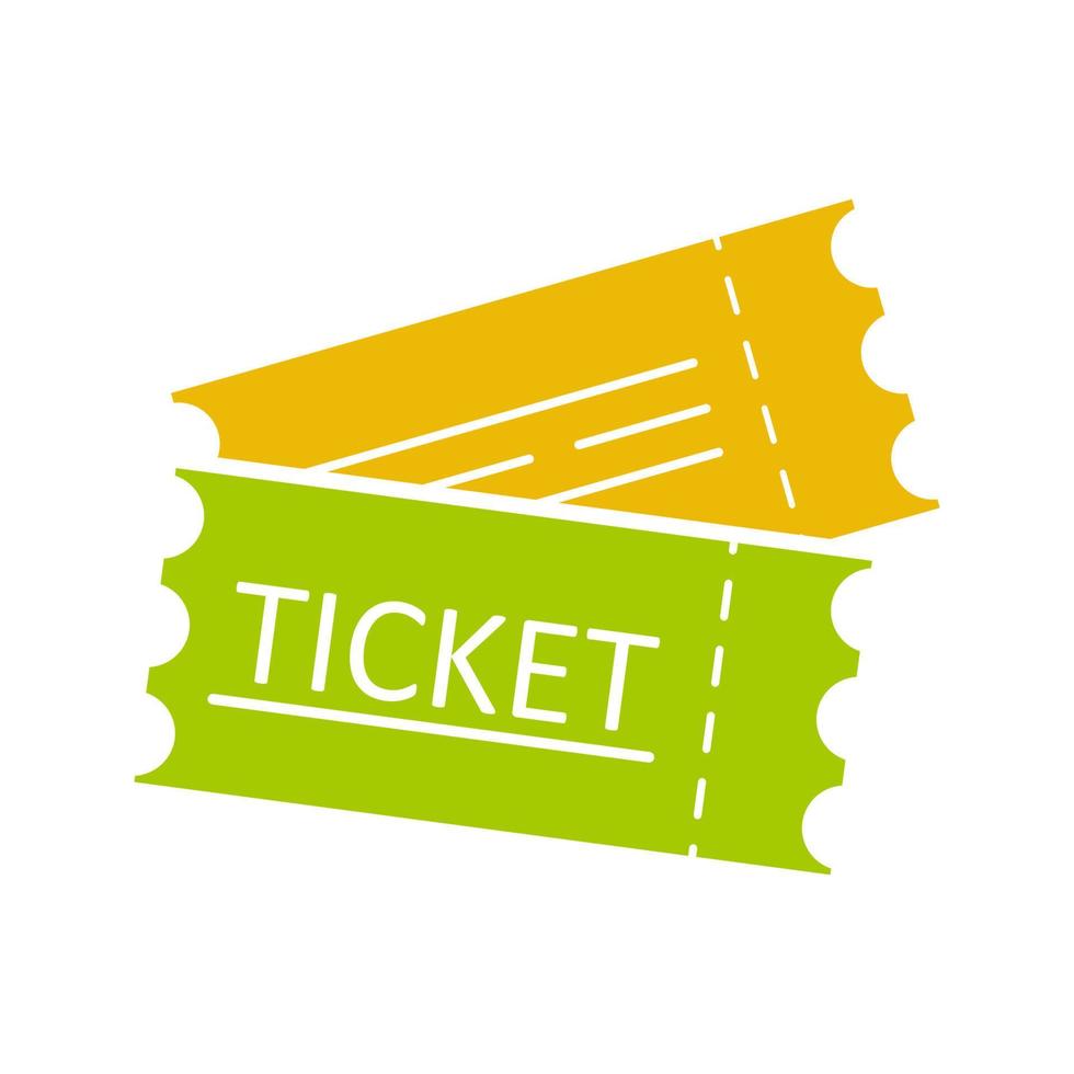 entradas icono de color de glifo plano. entradas para cine, vuelo o eventos deportivos. símbolo de silueta sobre fondo blanco sin contorno. espacio negativo. ilustración vectorial vector