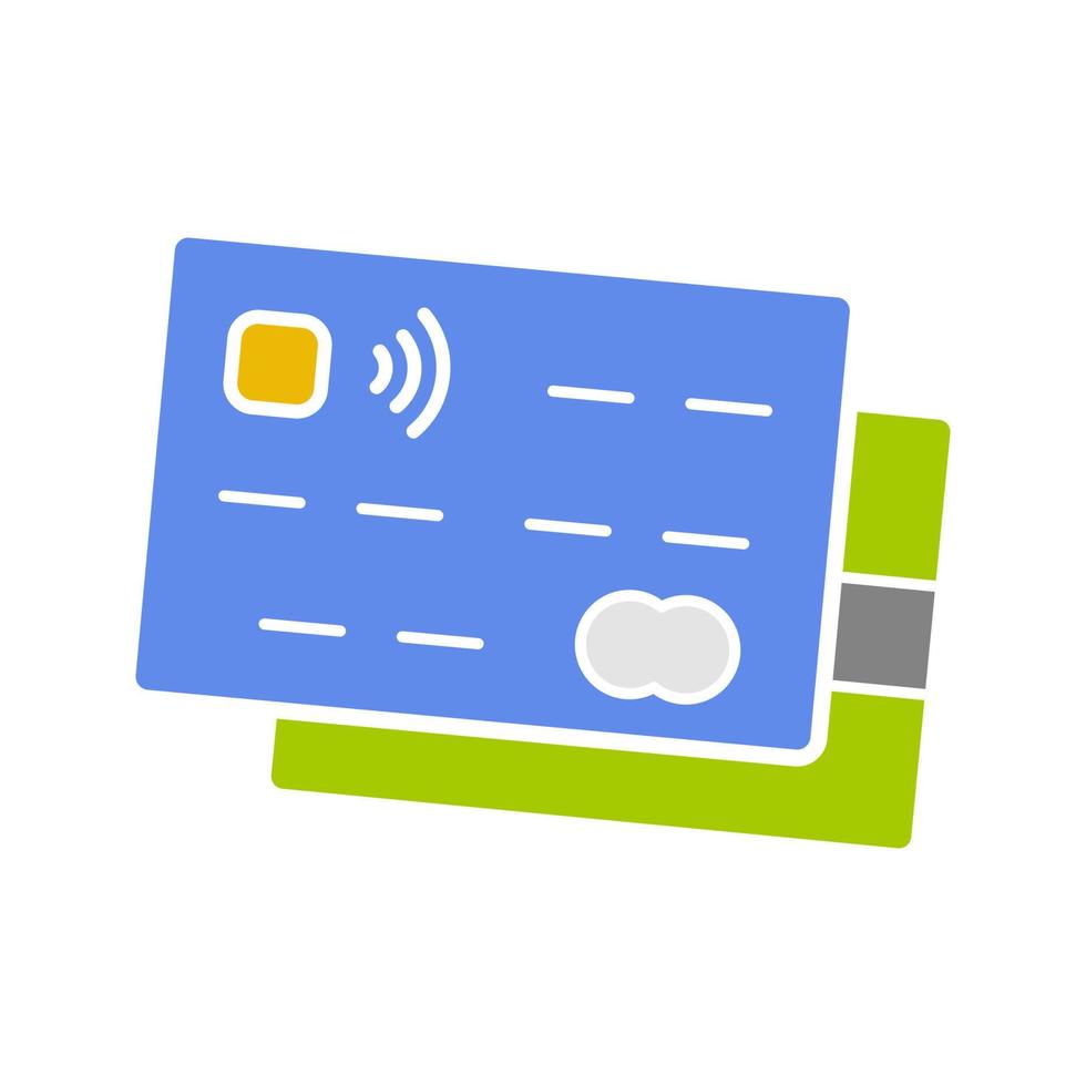 Credit cards glyph color icon. Silhouette symbol on white background with no outline. Negative space. Vector illustration