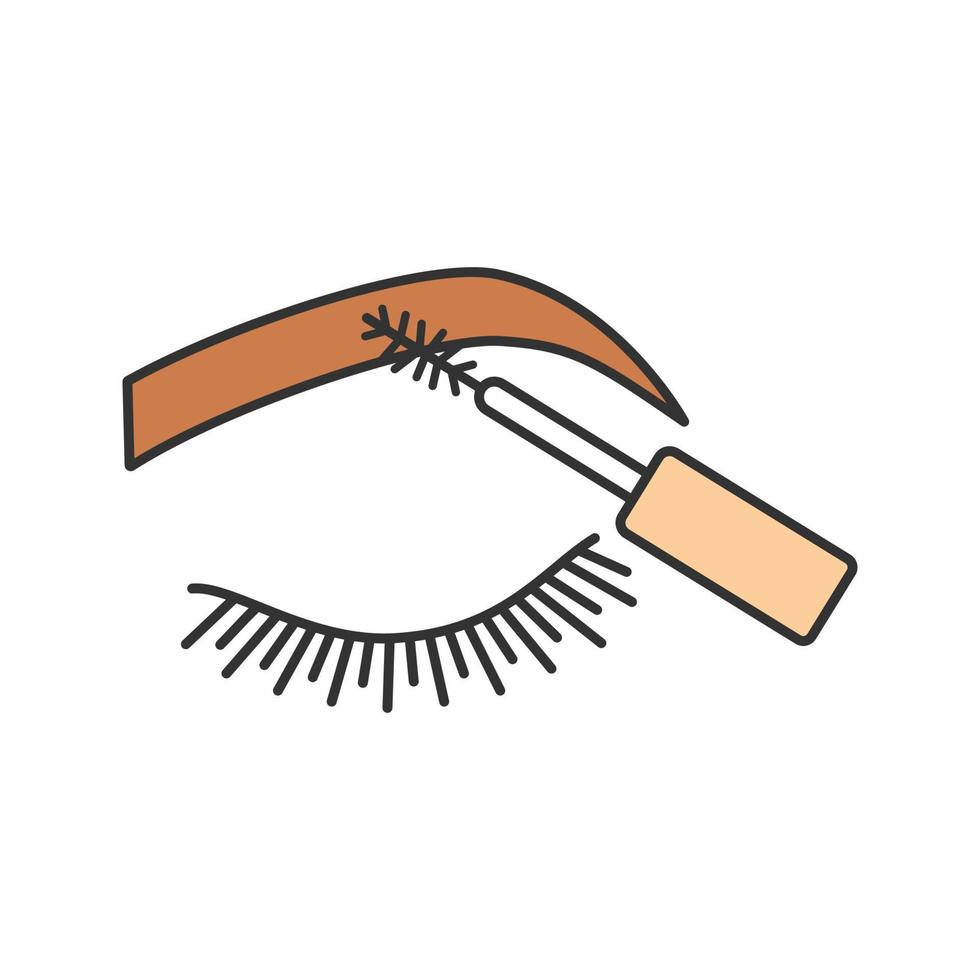 Eyebrows mascara color icon. Brows makeup. Eyebrows tinting. Brows shaping by dyeing. Isolated vector illustration