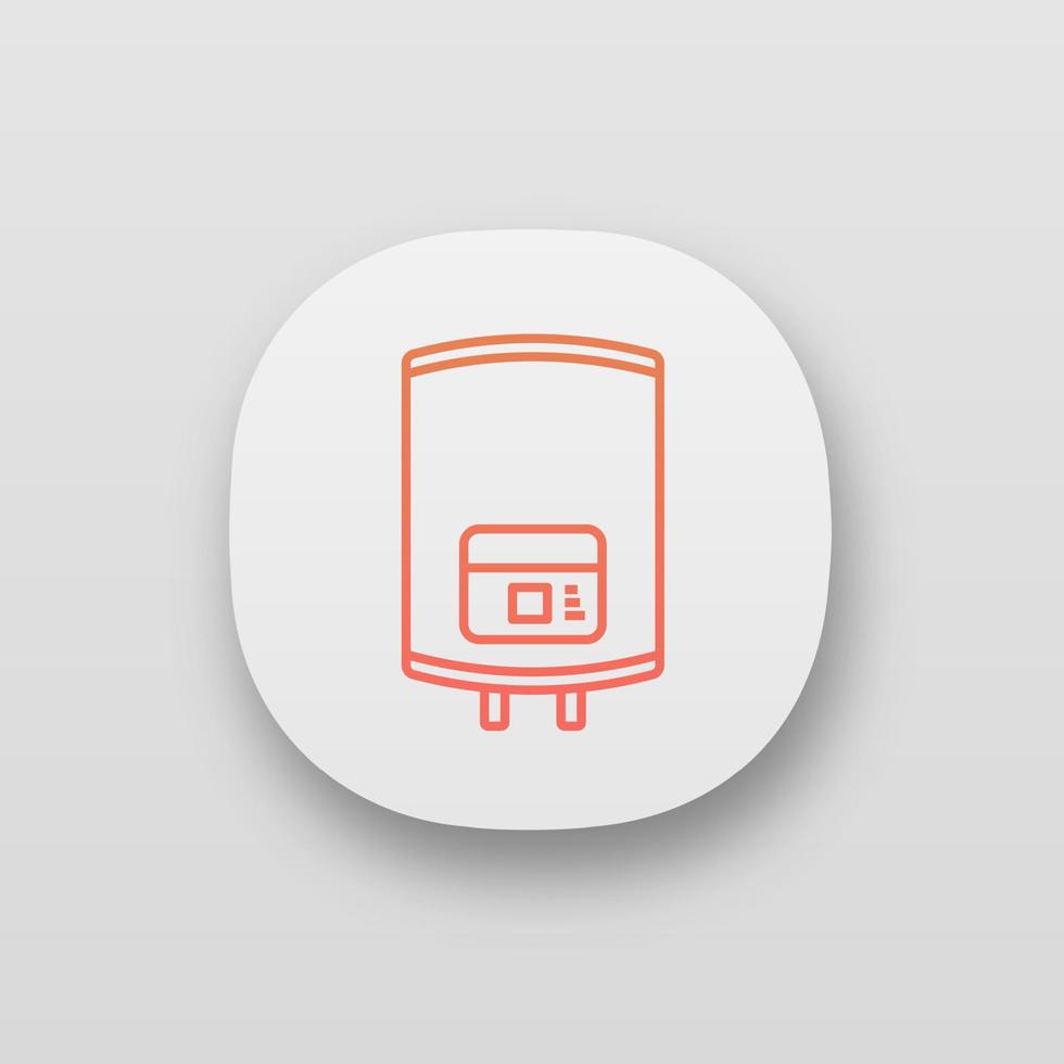 Electric water heater app icon. Heating water. Home boiler. UI UX user interface. Web or mobile application. Vector isolated illustration