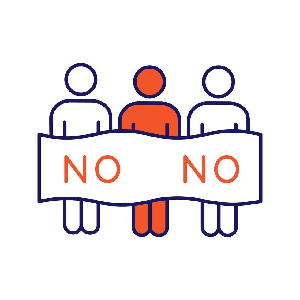 Protest event color icon. Political protest. Activists. Social movement. Public opinion. Demonstration, meeting. Collective action. Unconventional participation. Isolated vector illustration