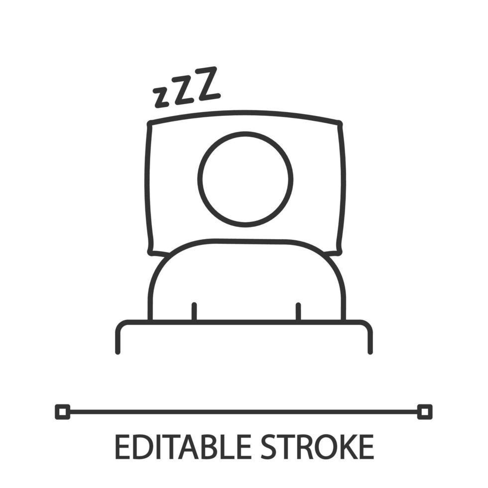 icono lineal de tiempo de sueño. descansar. Ilustración de línea fina. rutina diaria. prevención y tratamiento del estrés. sueño saludable. símbolo de contorno. dibujo de contorno aislado vectorial. trazo editable vector