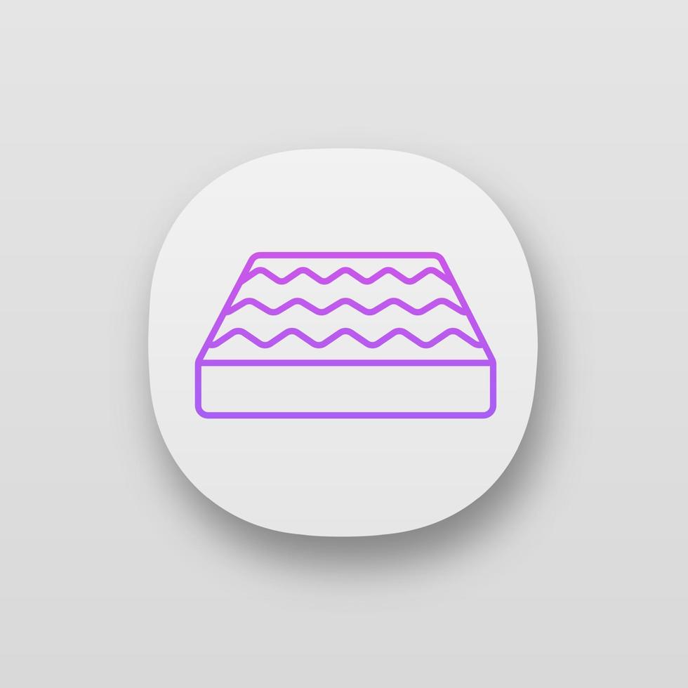 Orthopedic bed mattress app icon. UI UX user interface. Memory foam, latex, innerspring mattress. Bedding. Web or mobile application. Vector isolated illustration