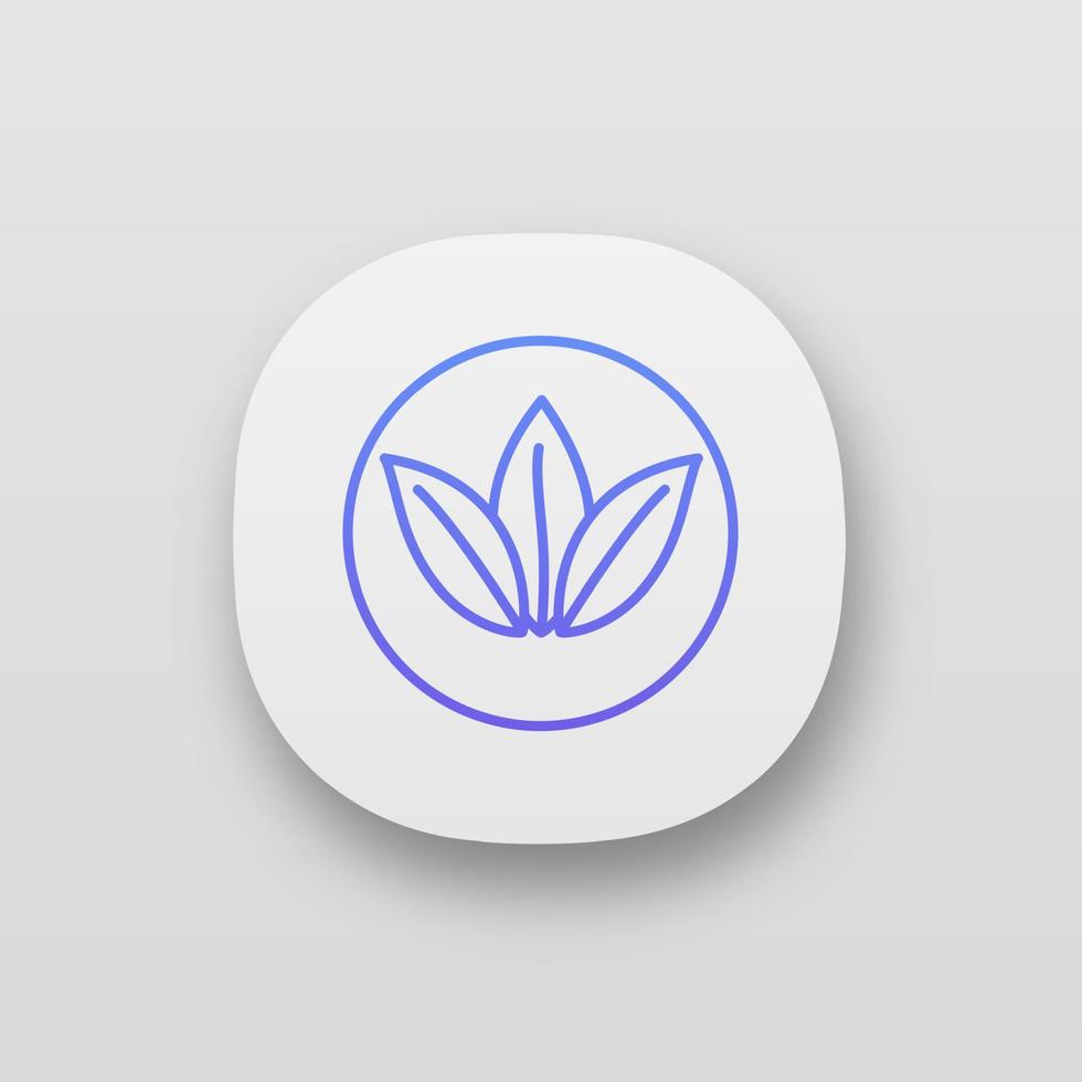 Eco products app icon. UI UX user interface. Ecological material. Natural latex. Plant leaves. Organic eco friendly mattress. Mattress property. Web or mobile application. Vector isolated illustration