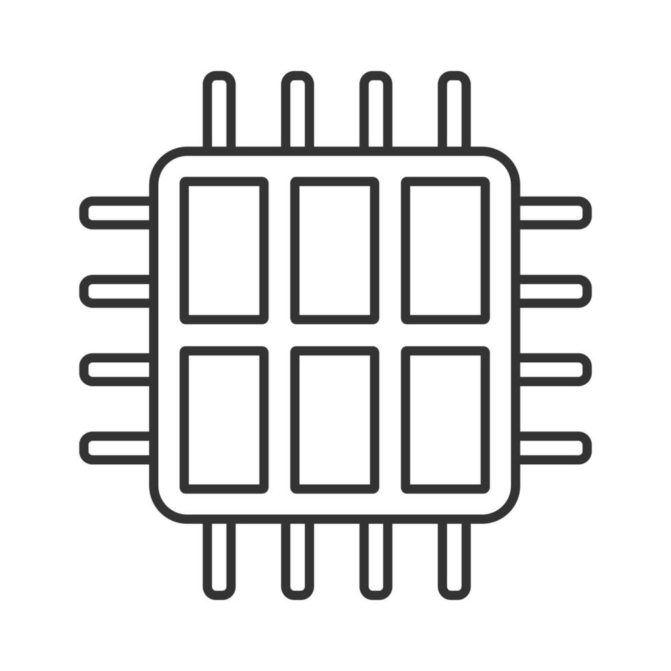 Six core processor linear icon. Hexa microprocessor. Thin line illustration. Microchip, chipset. CPU. Multi-core processor. Integrated circuit. Contour symbol. Vector isolated drawing. Editable stroke