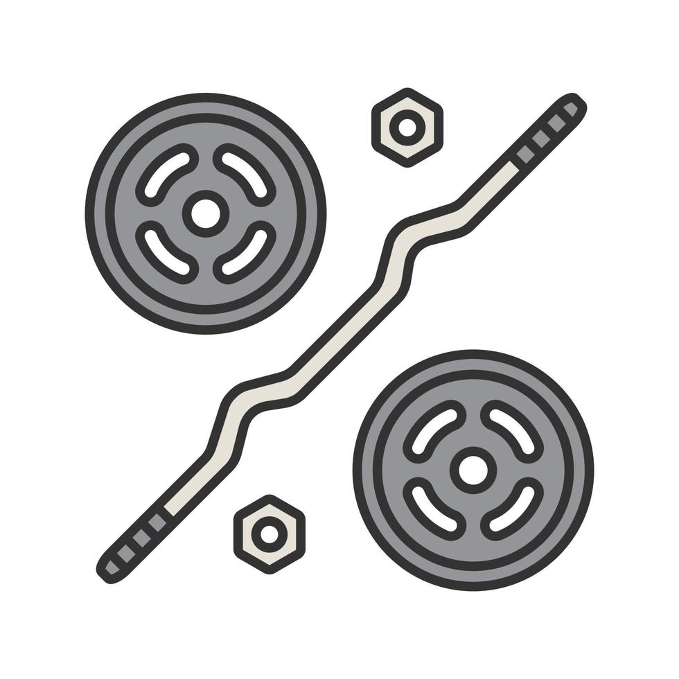 Barbell color icon. Curl bar with weight plates. Fitness equipment. Isolated vector illustration