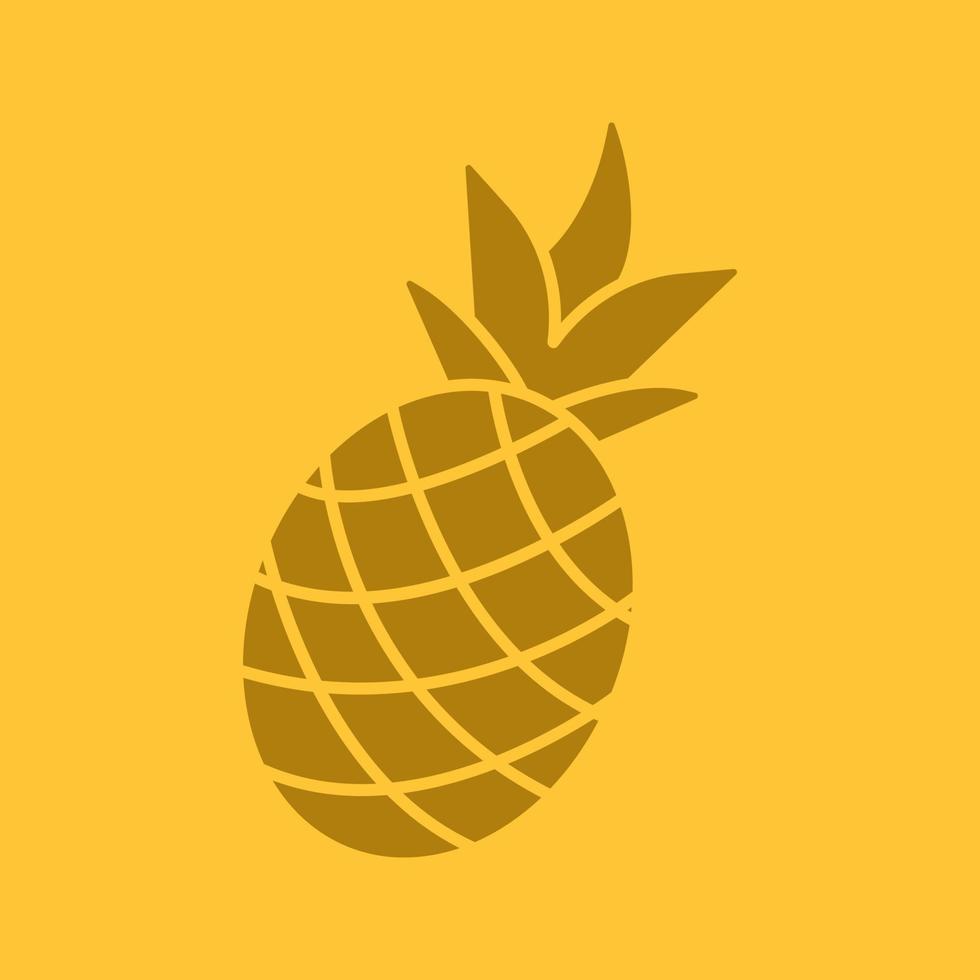 Pineapple glyph color icon. Silhouette symbol. Ananas. Negative space. Vector isolated illustration