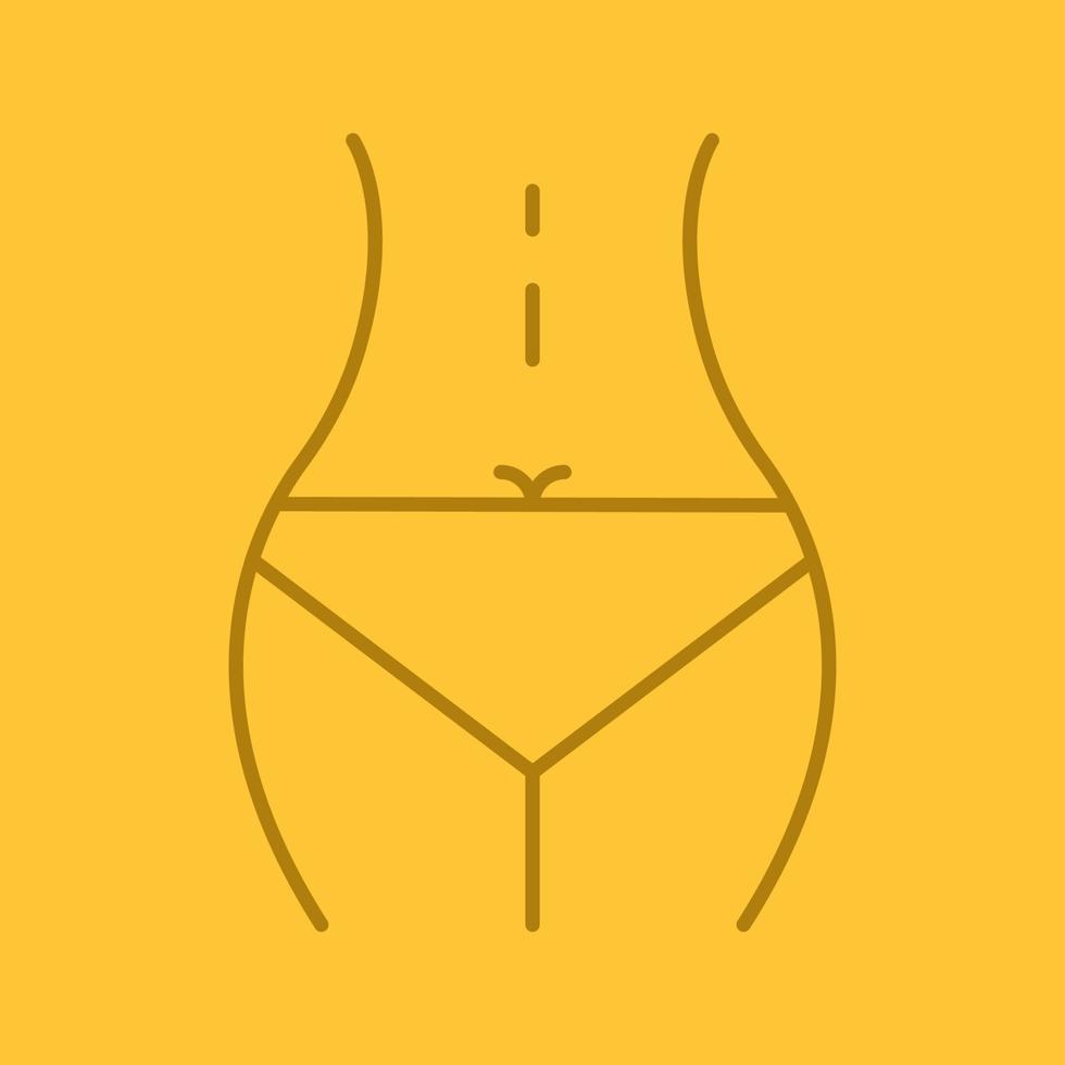 Woman's waist color linear icon. Sunbathing. Bikini. Thin line contour symbols on color background. Vector illustration