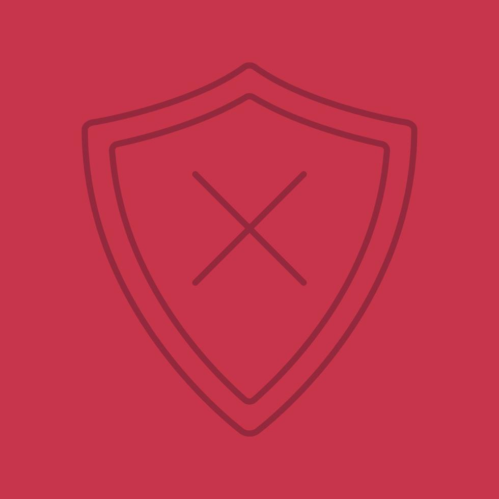 Security color linear icon. Protection shield with cancel cross. Thin line contour symbols on color background. Vector illustration