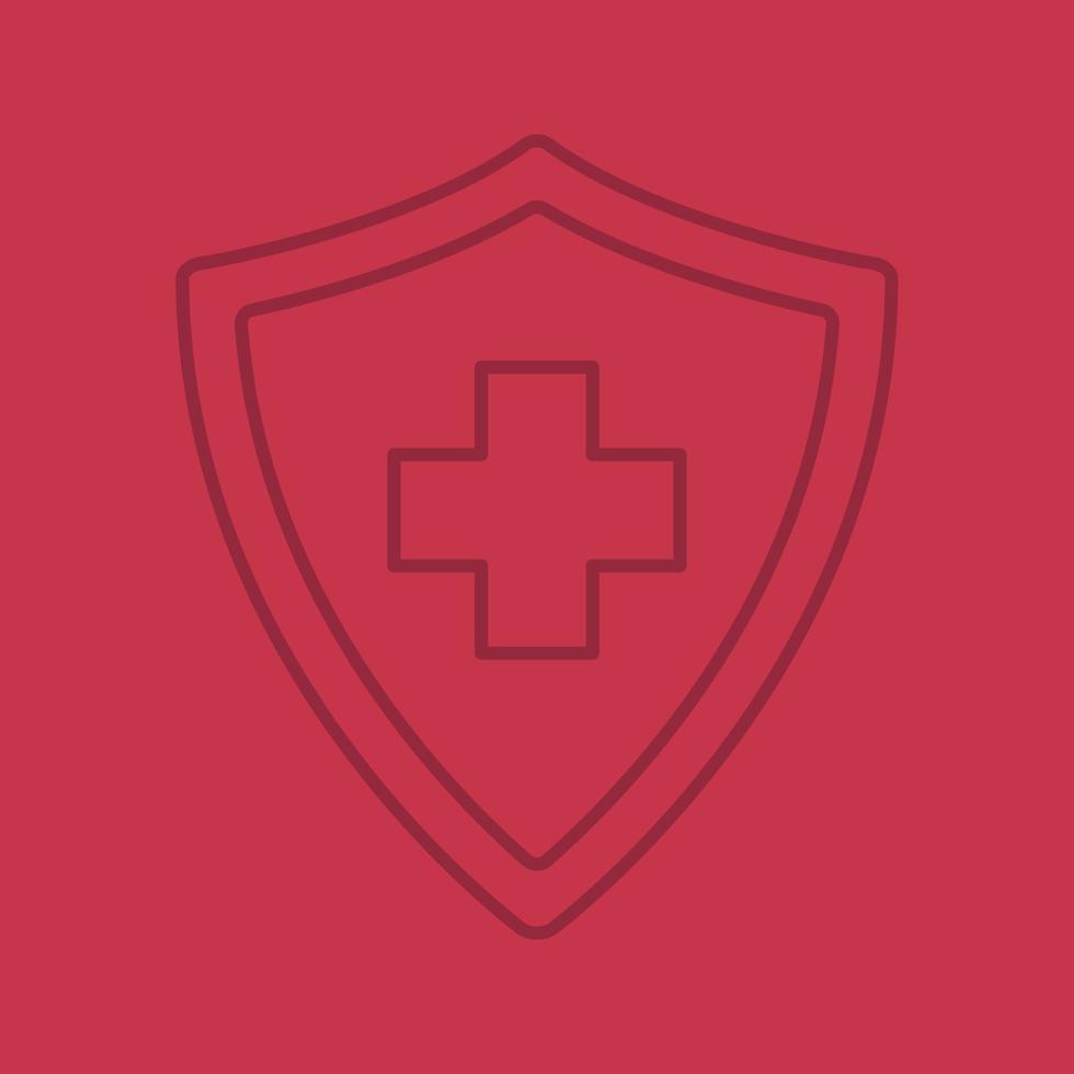 Medical insurance color linear icon. Security shield with medical cross. Insurance policy. Thin line contour symbols on color background. Vector illustration