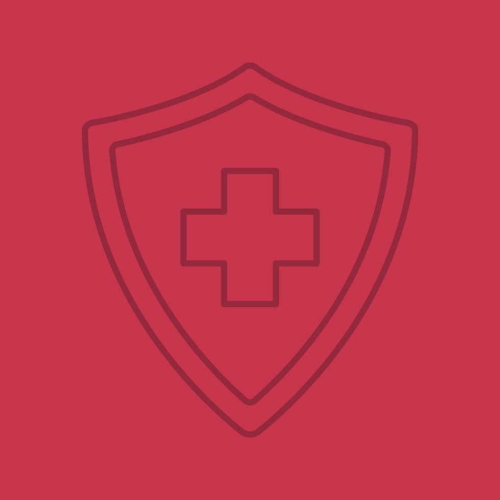 Medical insurance color linear icon. Security shield with medical cross. Insurance policy. Thin line contour symbols on color background. Vector illustration