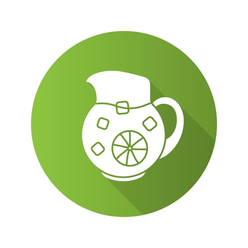 Lemonade jug flat design long shadow icon. Vector silhouette symbol