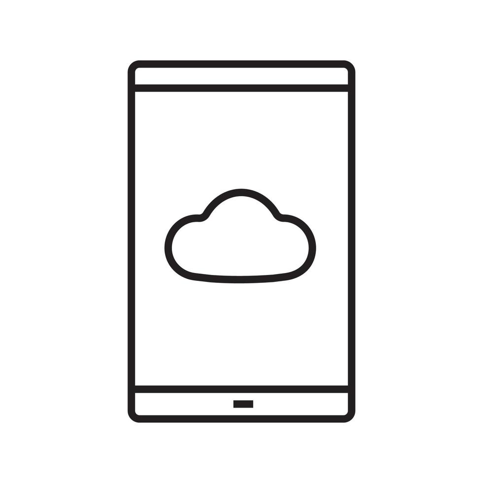 Smartphone cloud storage linear icon. Thin line illustration. Cloud computing contour symbol. Vector isolated outline drawing