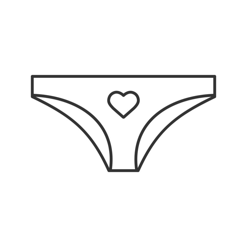 Panties linear icon. Thin line illustration. Women's panties with heart ...