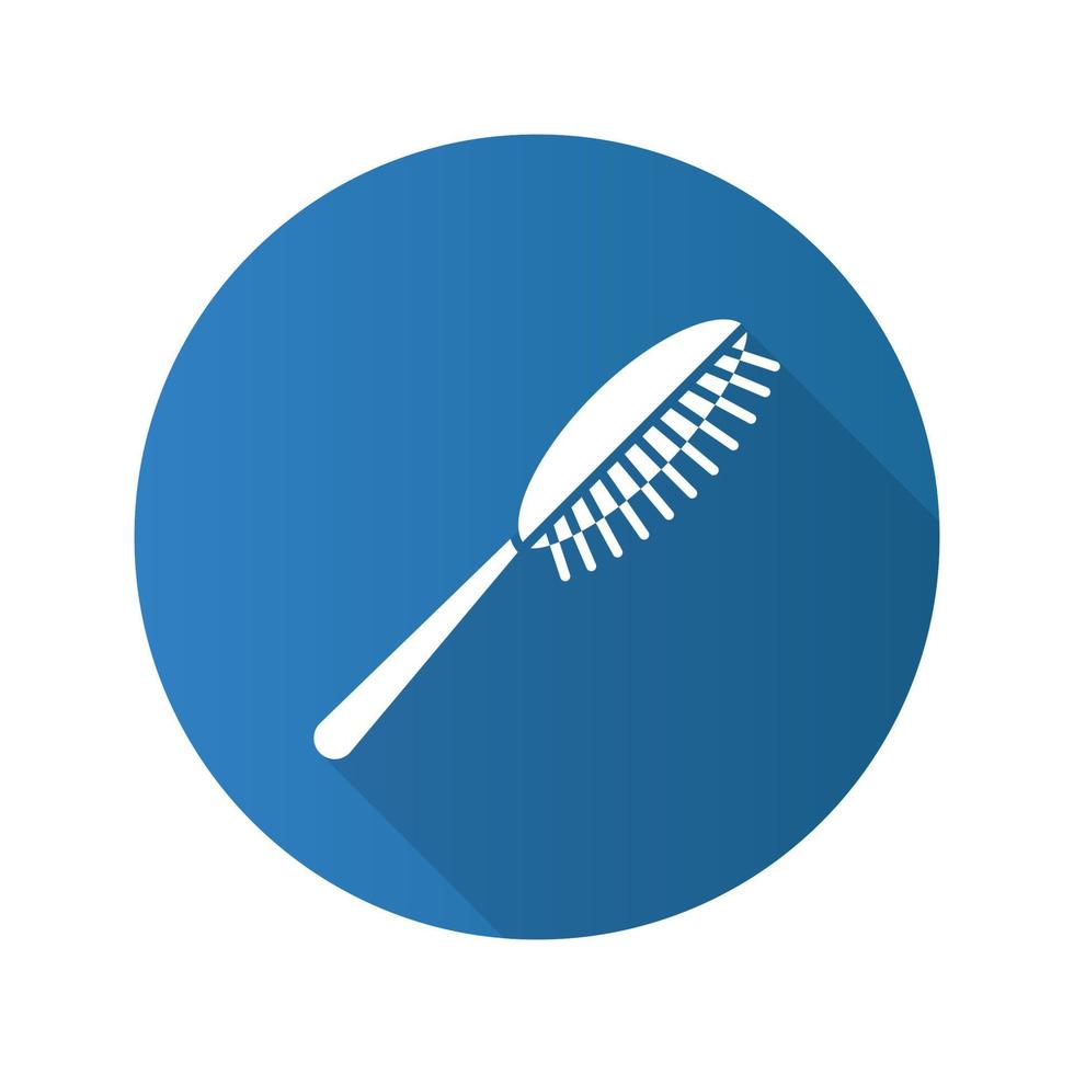 Hair brush flat design long shadow icon. Vector silhouette symbol