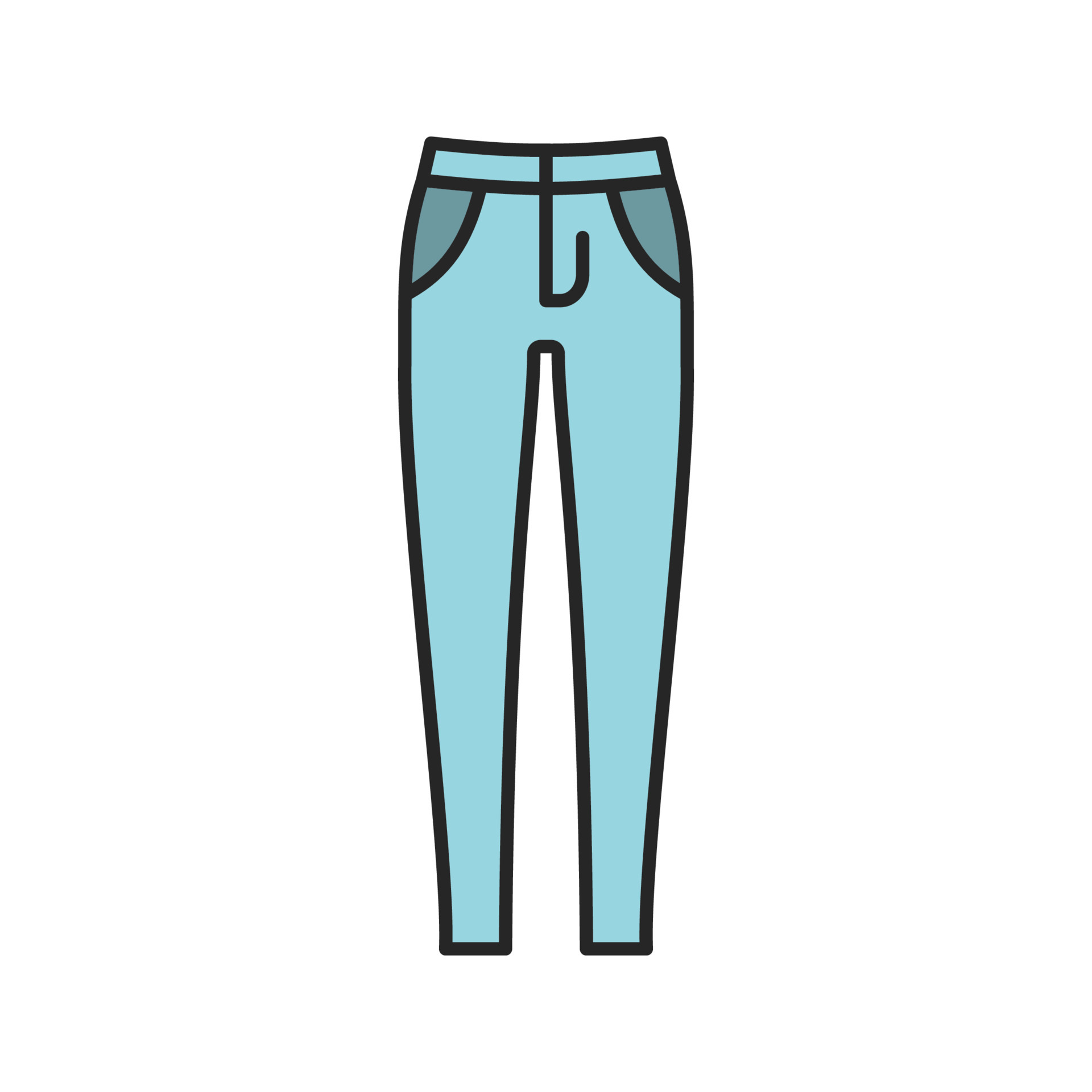 Women's skinny jeans color icon. Trousers. Isolated vector illustration ...