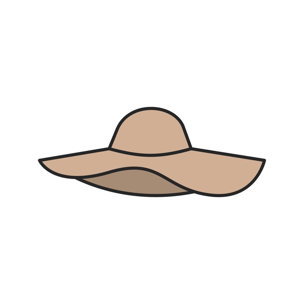 Women's beach hat color icon. Isolated vector illustration