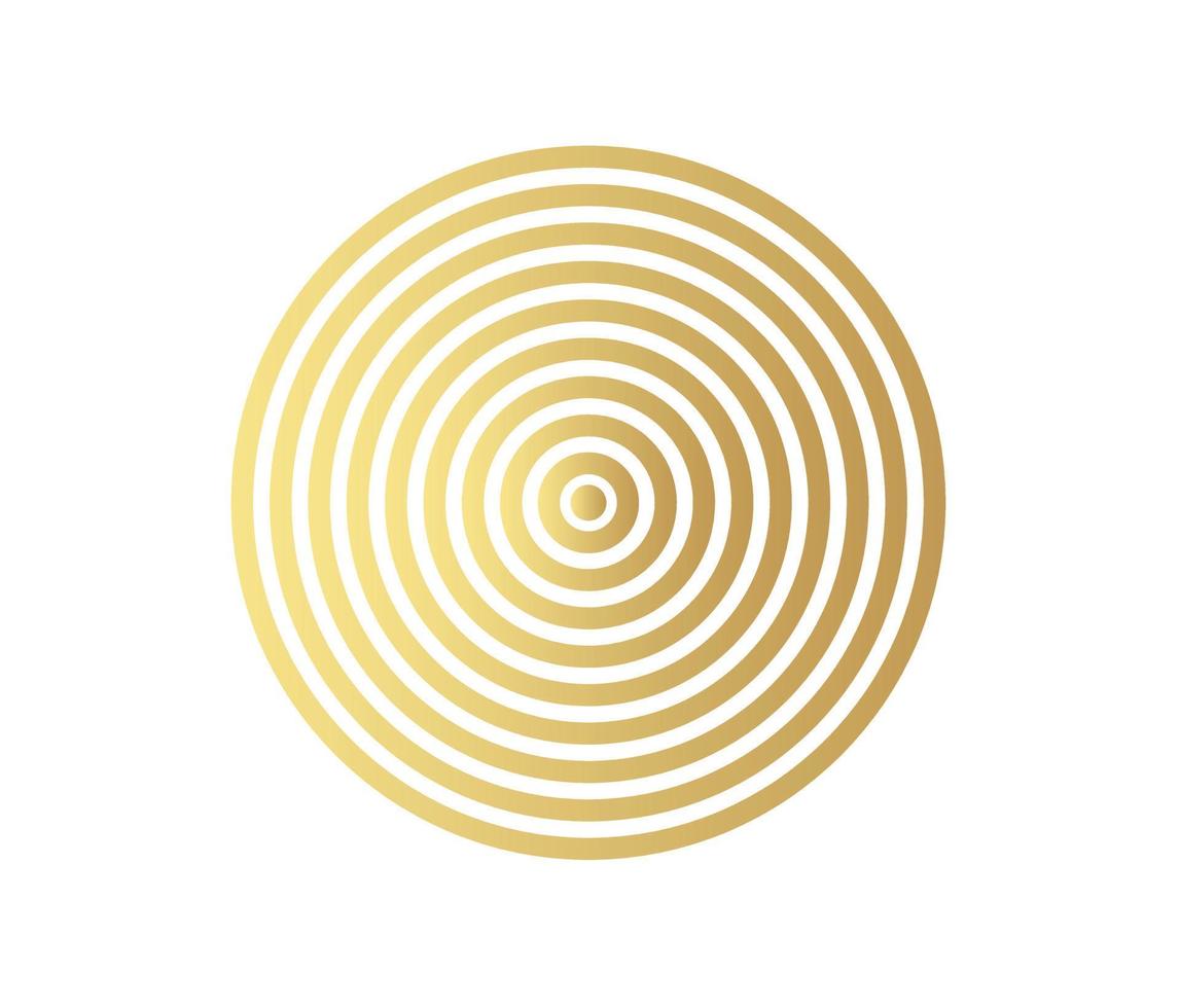 elemento de círculo concéntrico. anillo de oro de color lujoso. Ilustración de vector abstracto para onda de sonido, gráfico dorado, decoración moderna para sitios web, carteles, pancartas, vector de plantilla eps10