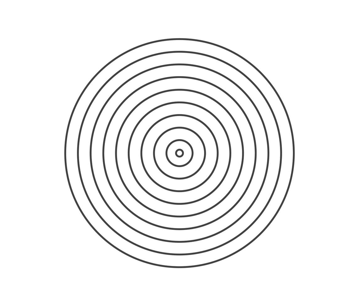 Concentric circle element. Black and white color ring. Abstract  vector illustration for sound wave, Monochrome graphic.