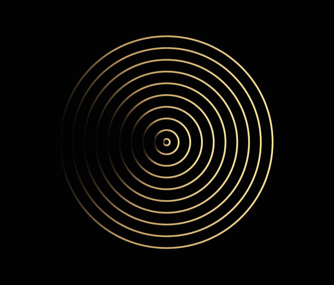 Concentric circle element. Gold luxurious color ring. Abstract  vector illustration for sound wave, golden graphic, Modern decoration for websites, posters, banners, template EPS10 vector