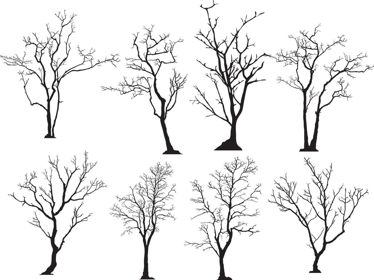 silhouette of tree without leaves vector