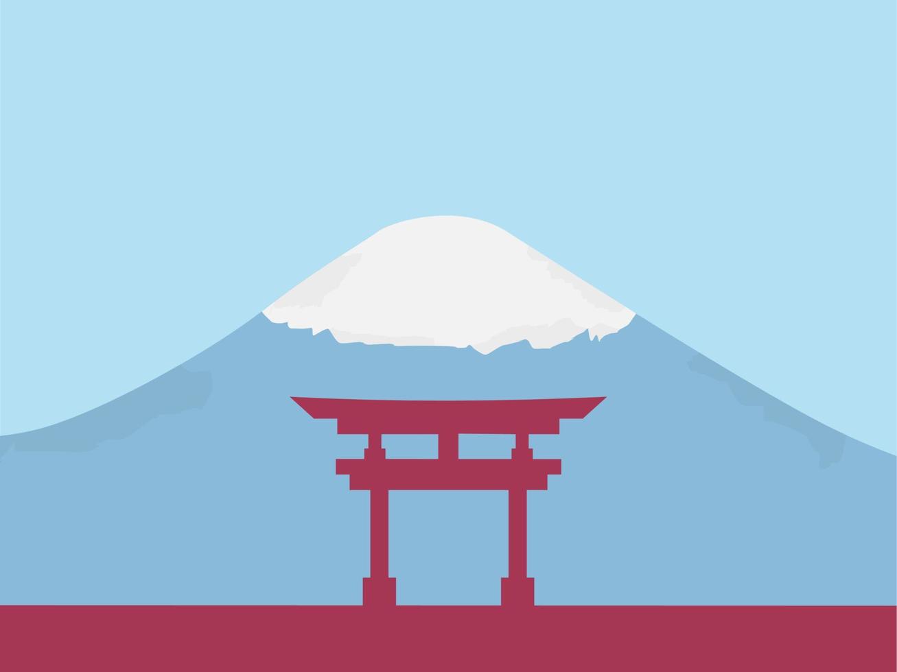 Fondo del día de la cultura japonesa o diseño de tarjeta de felicitación. Ilustración de una puerta japonesa con el monte Fuji al fondo y un área de espacio de copia. adecuado colocado en el contenido con ese tema. vector