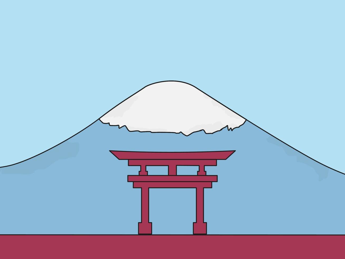 Japanese Culture Day Background or Greeting Card Design. Illustration of a Japanese gate with mount fuji in the background, and a copy space area. Suitable placed on content with that theme. vector