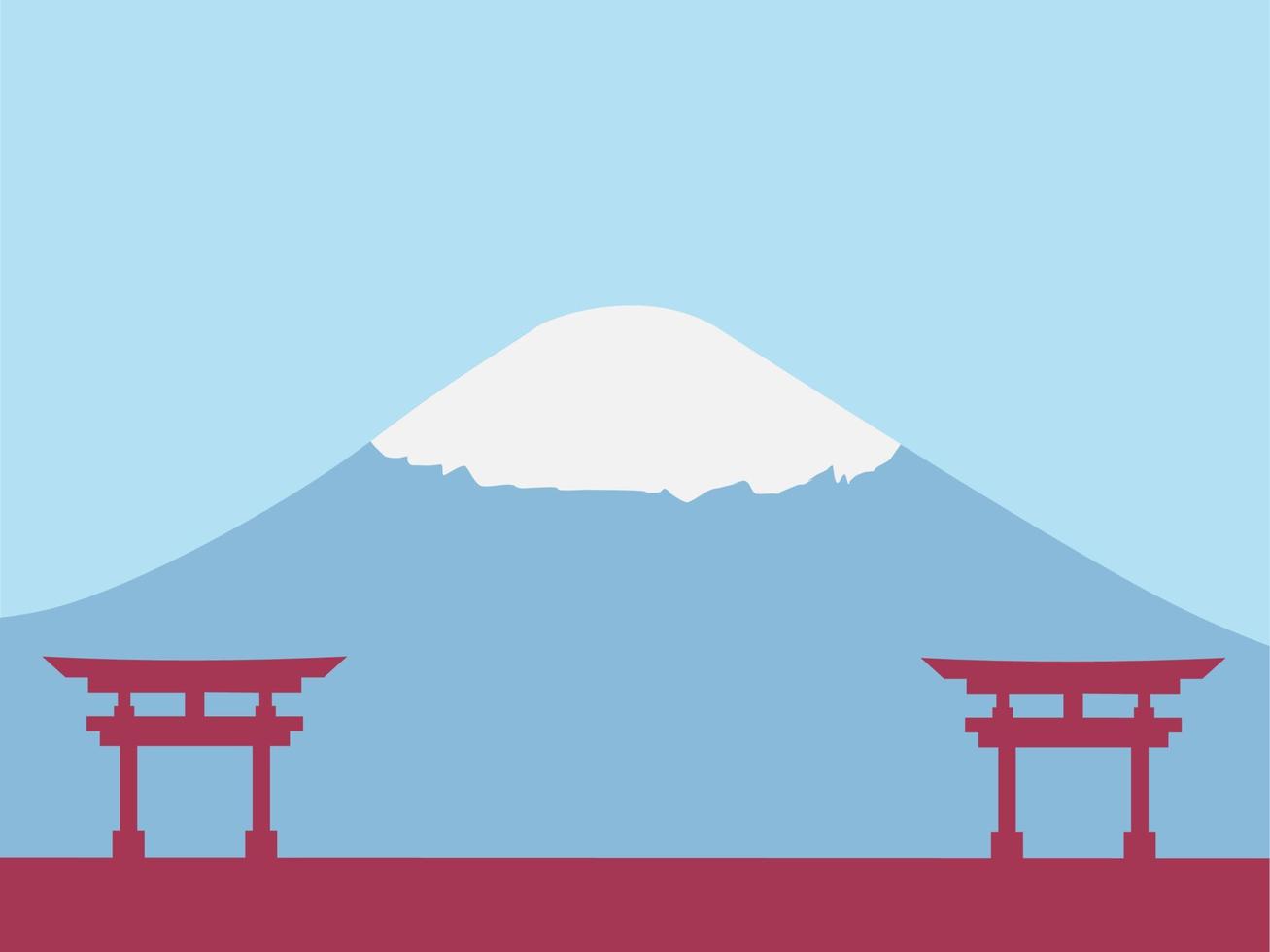 Fondo del día de la cultura japonesa o diseño de tarjeta de felicitación. Ilustración de una puerta japonesa con el monte Fuji al fondo y un área de espacio de copia. adecuado colocado en el contenido con ese tema. vector