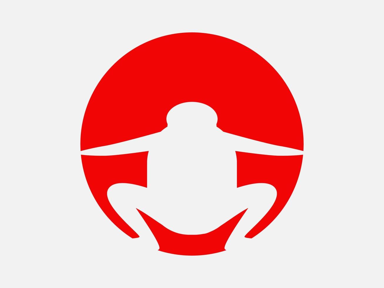 Japan flag with sumo Yokozuna on the big red sun. vector illustration