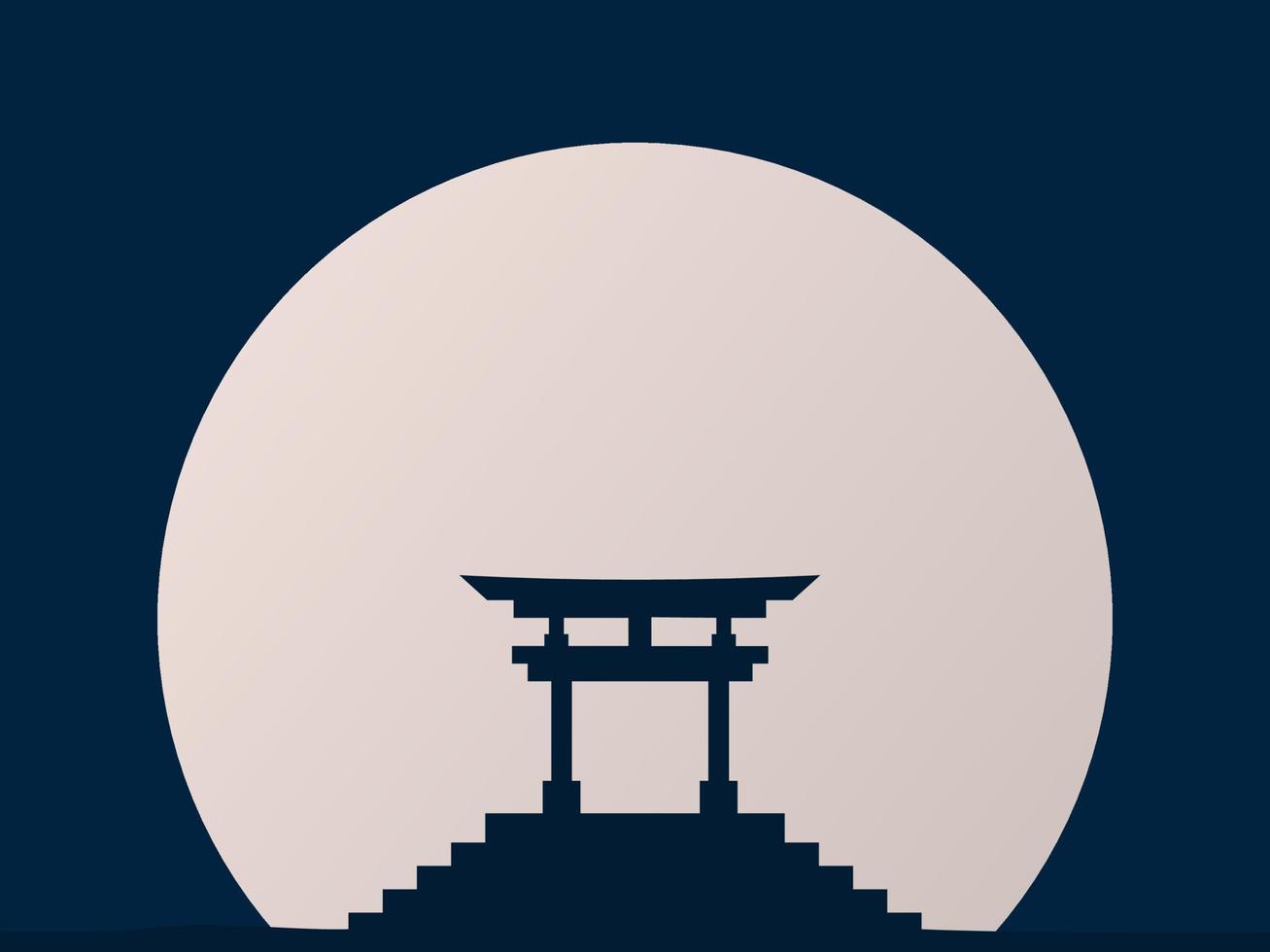 Japanese Culture Day Background. Japanese gate illustration with full moon background. vector