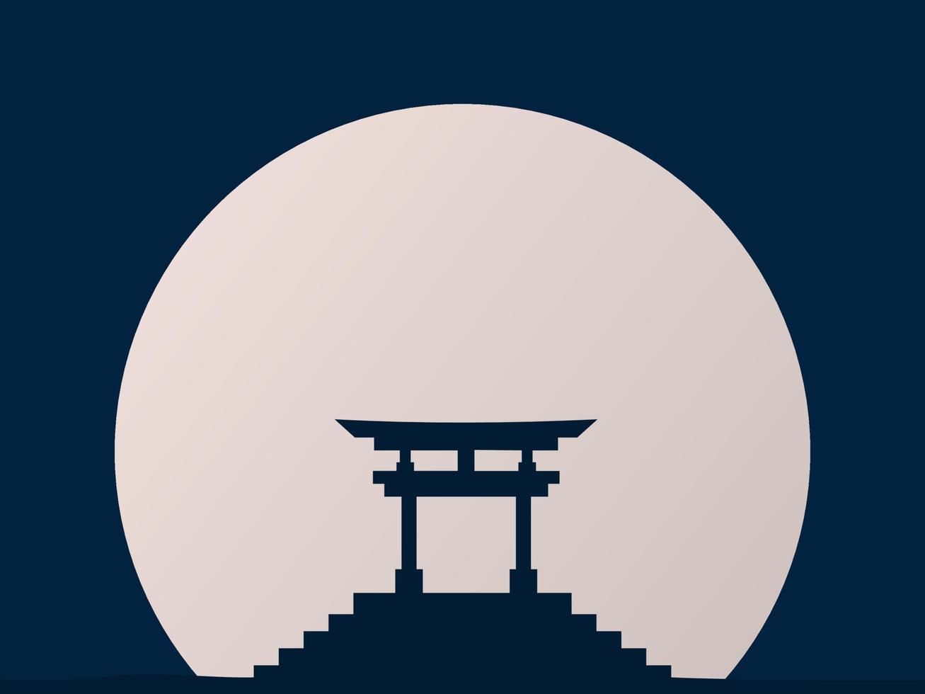 Fondo del día de la cultura japonesa. Ilustración de puerta japonesa con fondo de luna llena. vector