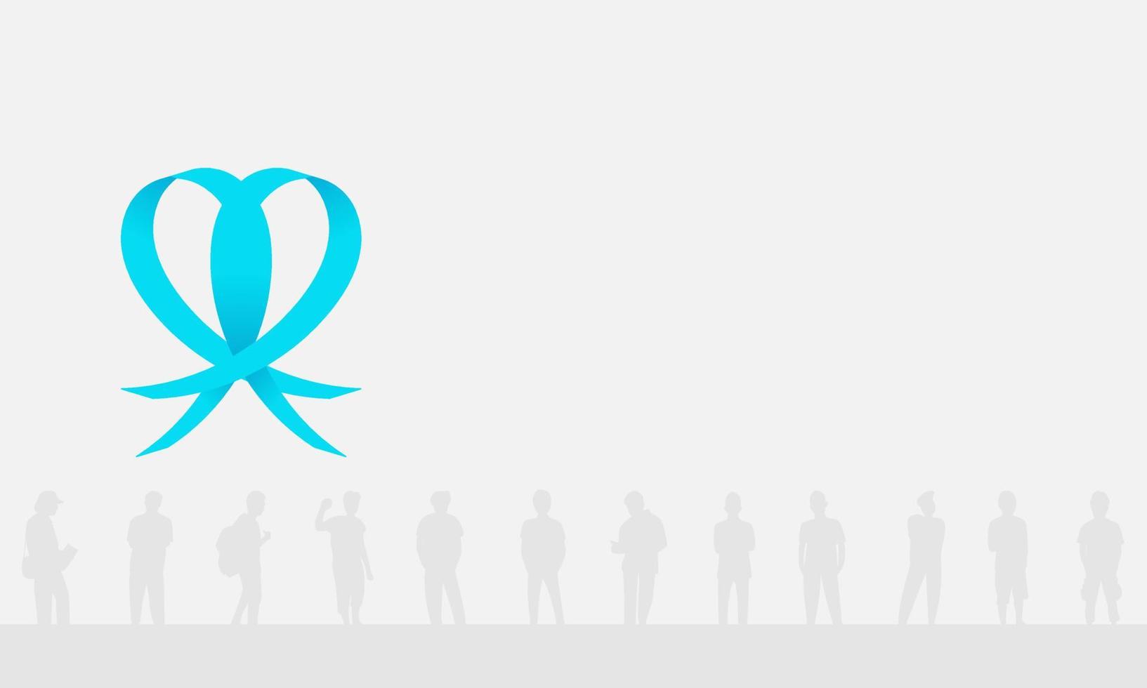 Light blue ribbon with rows of men on a white background. International Men's Day background and Copy space area. Suitable to be placed on content with that theme. vector