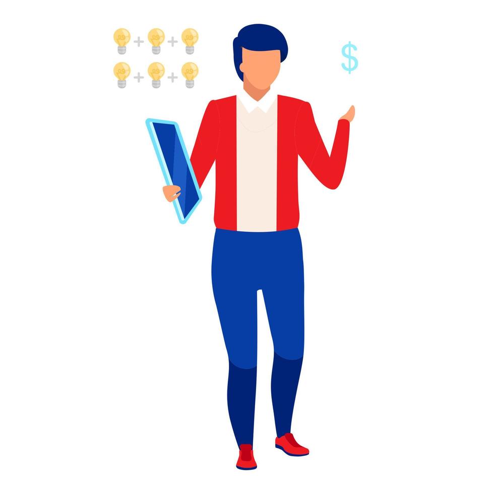 Professional marketer flat vector illustration. Company employee, businessman isolated cartoon character on white background. Successful stock market trader, top manager, investor, patent lawyer