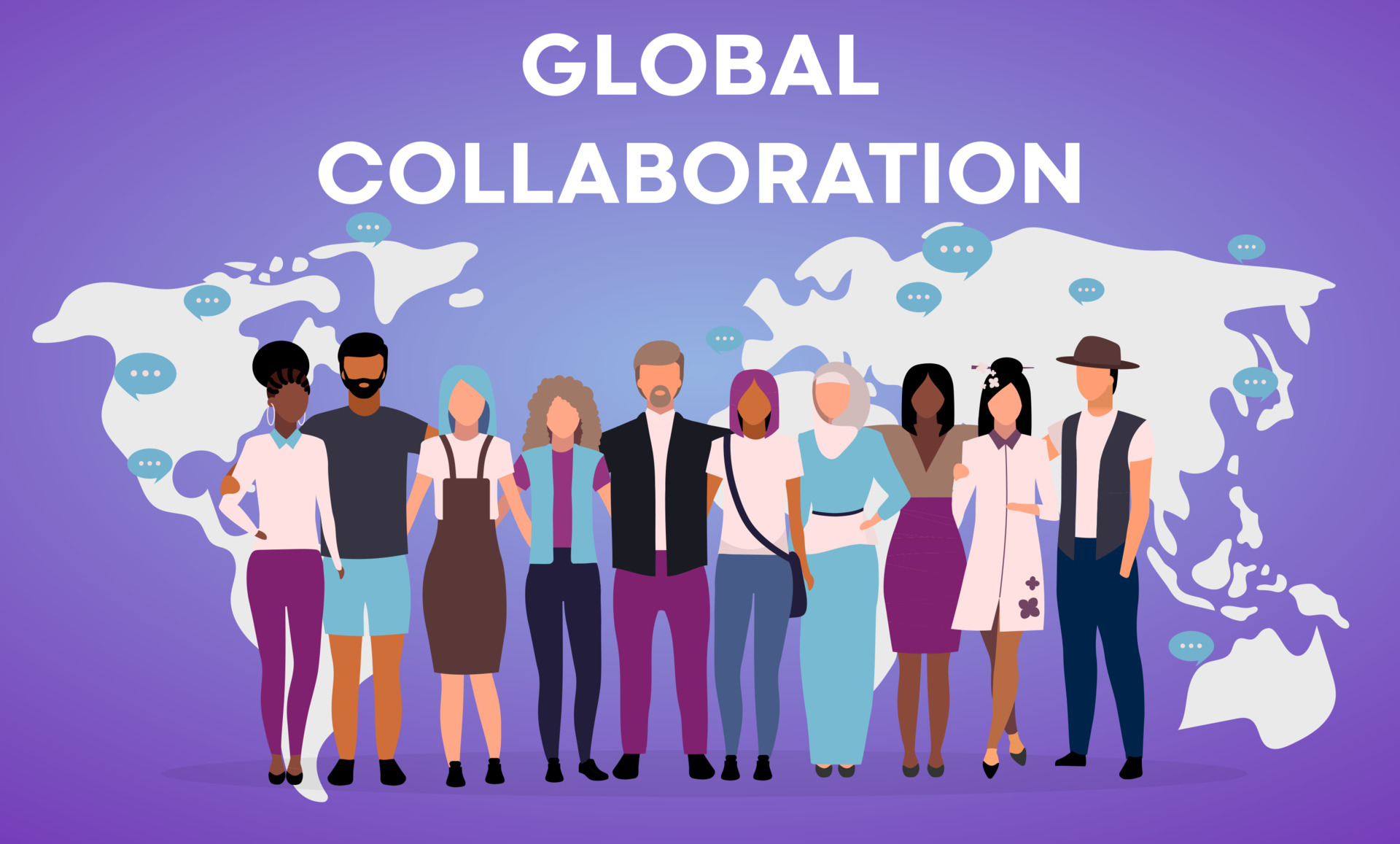 Global collaboration poster vector template. International cooperation