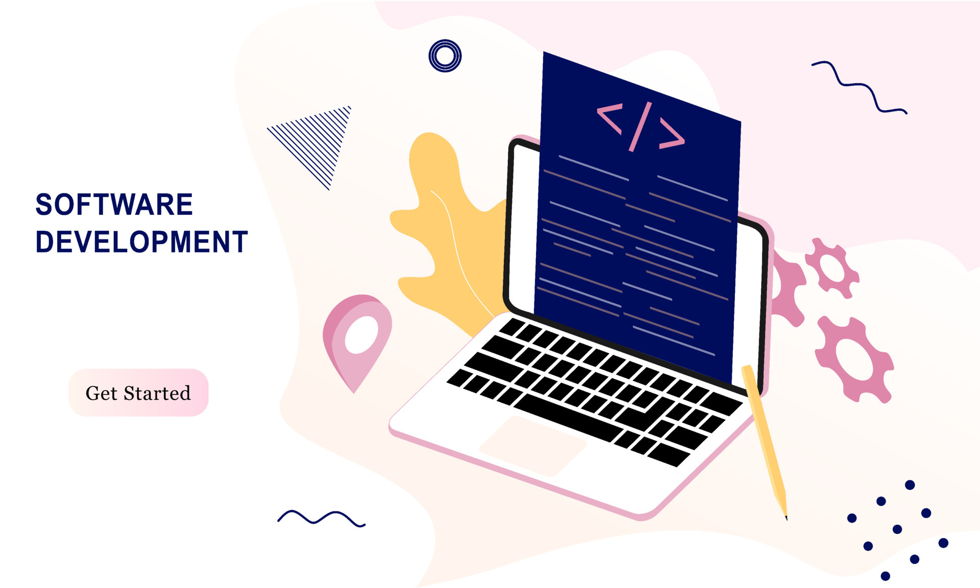 Landing page of software development coding process concept. Designer ...