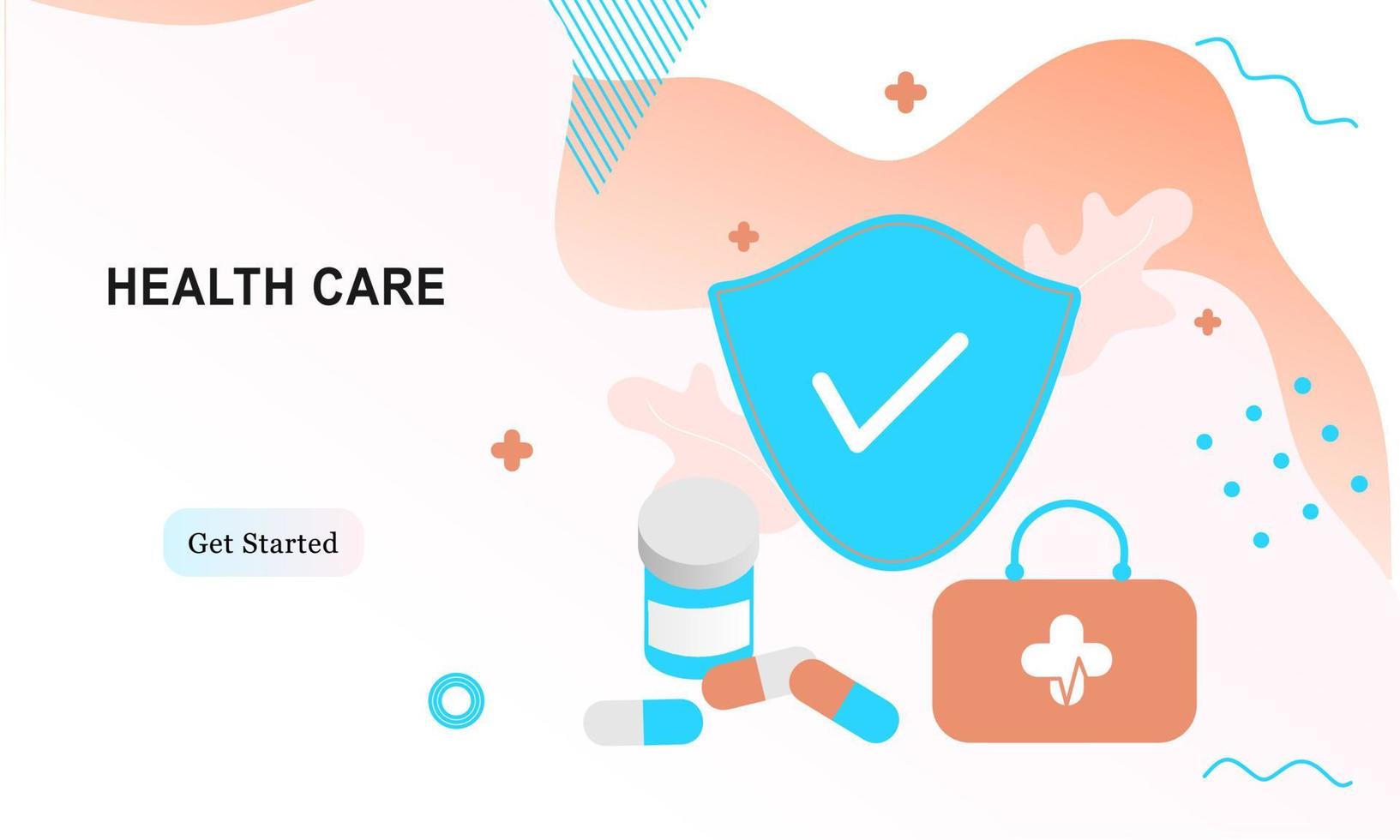 Landing page of health care website. Medical services, pharmacy, prescription drugs, health insurance. Doctor, physician, therapist for medical web icons, UI, mobile application, posters, banners. vector