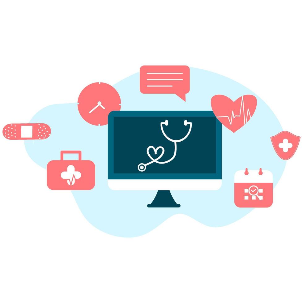 Landing page of medical website. Online medical services, online help, online medical consultation support. Doctor, physician, therapist for medical web icons, UI, mobile application, posters, banners vector