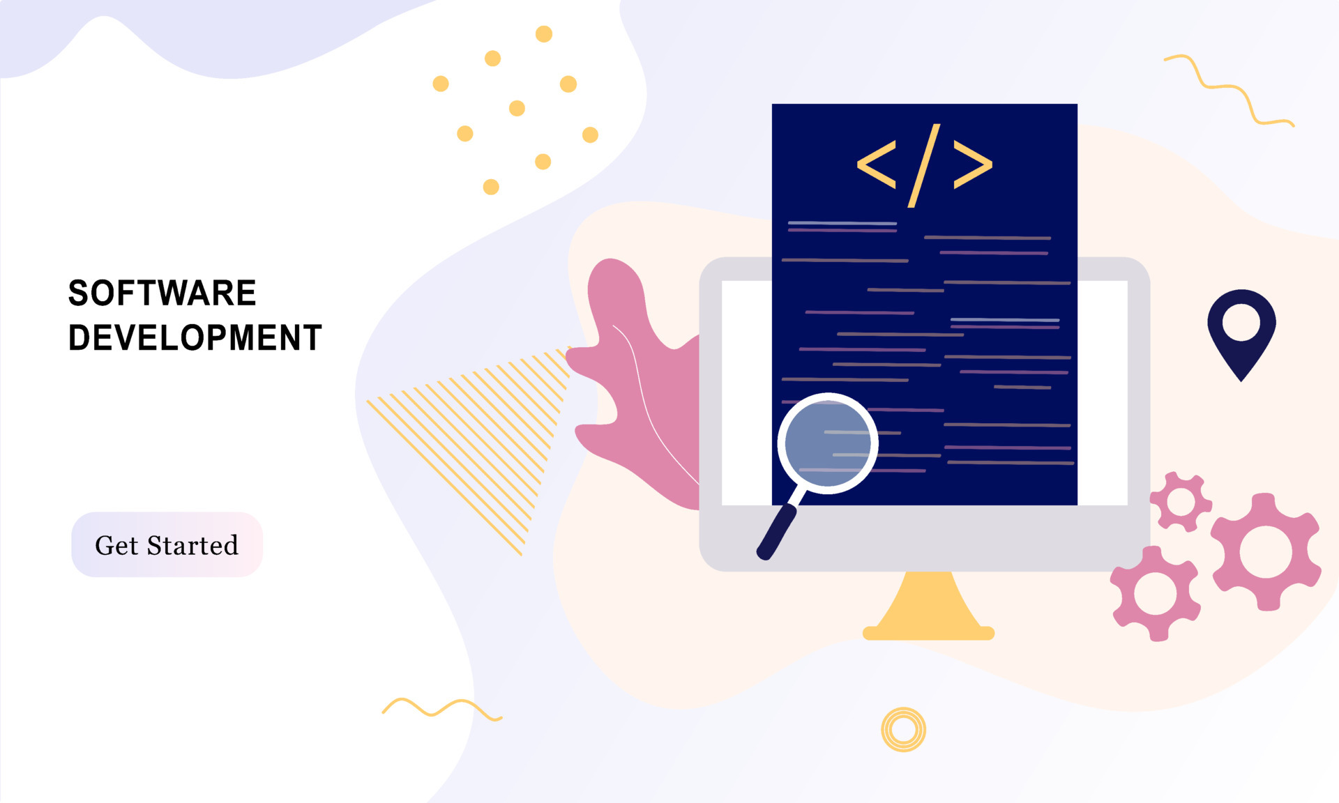 Landing page of software development coding process concept. Designer ...