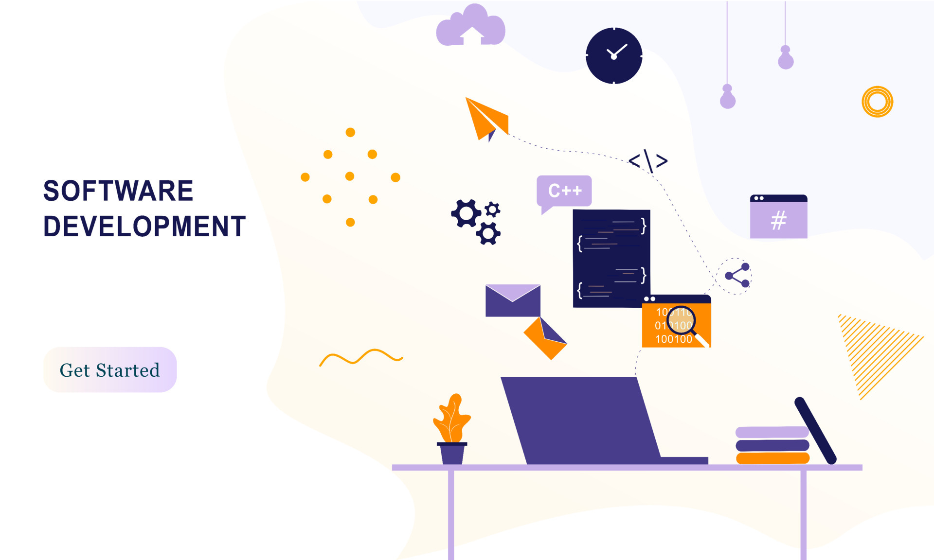 Landing page of software development coding process concept. Designer ...