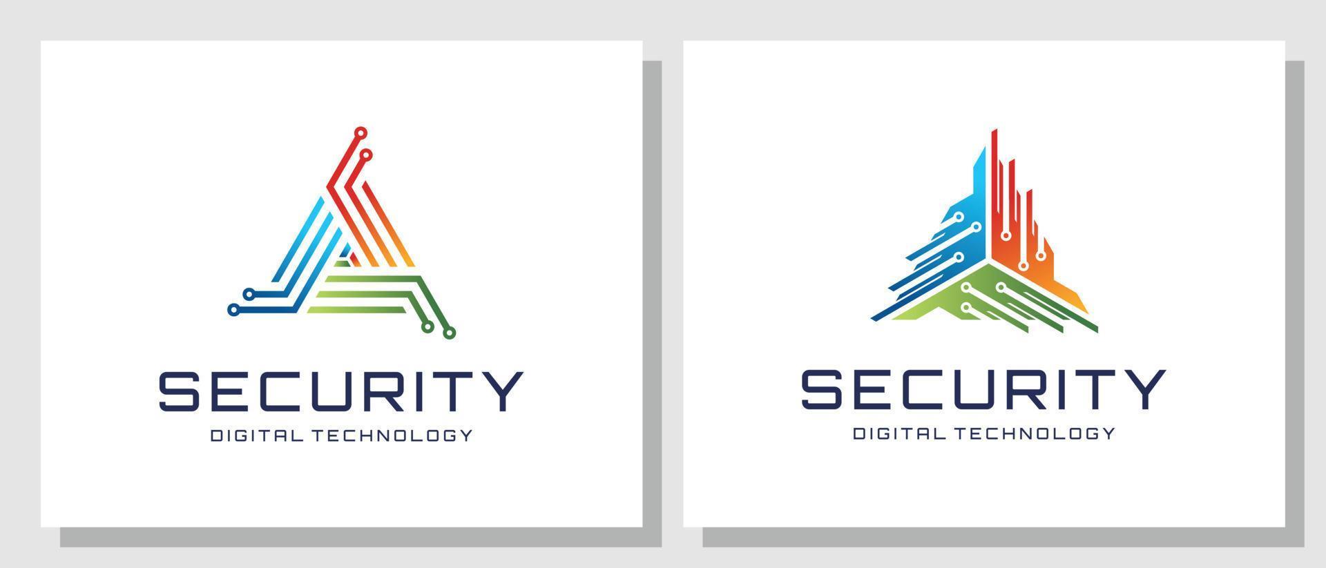 Security Technology Digital System Protection Triangle Shield Network Modern Logo Design vector