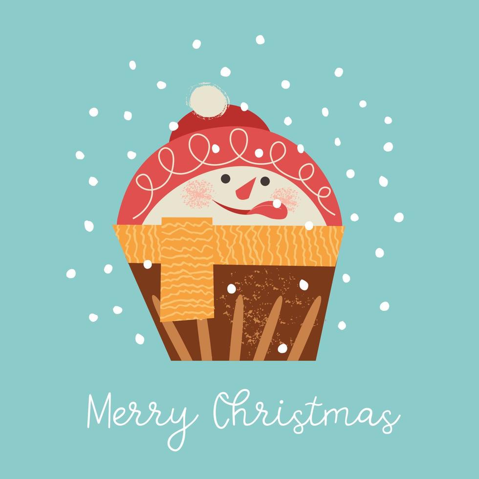 Merry Christmas and Happy New Year. Vector illustration with cute sweets. A template for a greeting card, a Christmas poster.