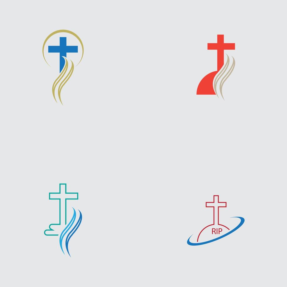 Plantilla de diseño de ilustración de vector de icono de cementerio cristiano